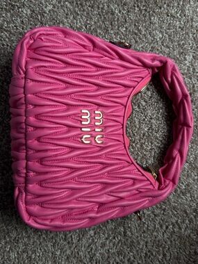 Miu Miu Hot Pink Quilted Shoulder Bag with Gold Hardware